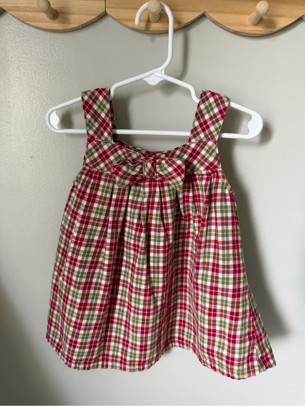 Gymboree Girls 12-18M Red Green White Plaid Dress Sleeveless Cotton Fit Flare